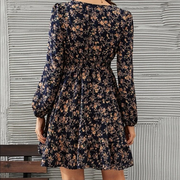 Boho floral print lace insert dress - Picture 4 of 6
